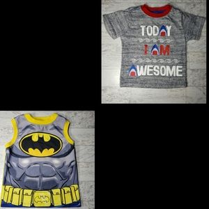 Shark Tshirt & Batman Sleeveless shirt